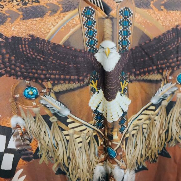 Brown and Tan Graphic Long Sleeve Blouse - Picture 2 of 12